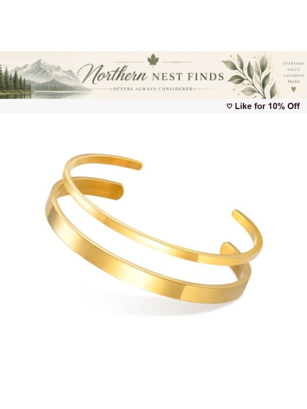 Stainless Steel Cuff Bracelet Set Minimalist Open Bangle 2-Piece